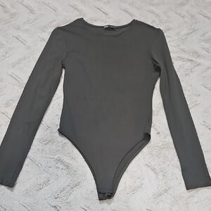 Zara Long Sleeve Olive Green Bodysuit